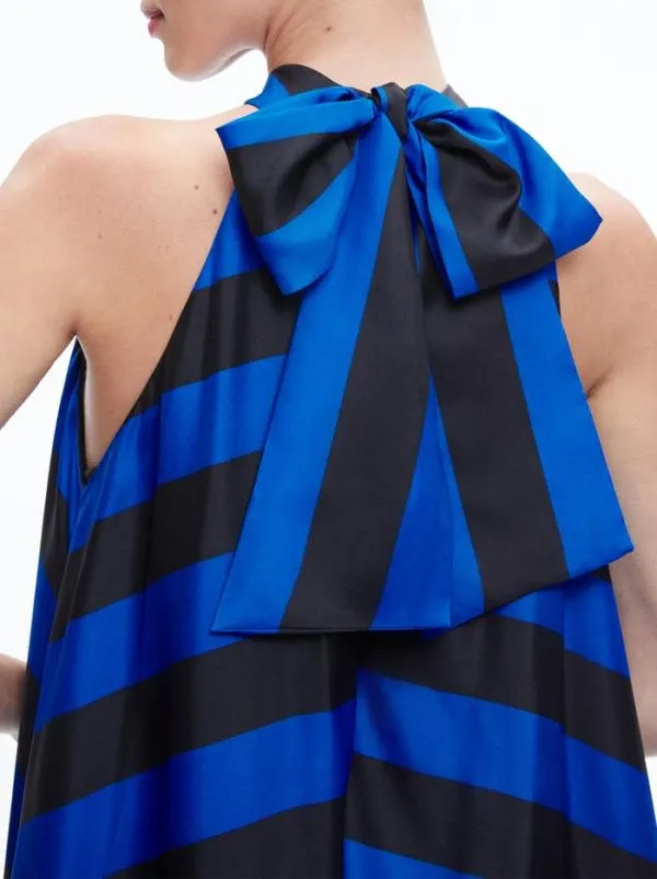 Dresses Women Alice Olivia JOVIE HALTER NECK HIGH LOW MAXI DRESS Sapphireblack Stripe