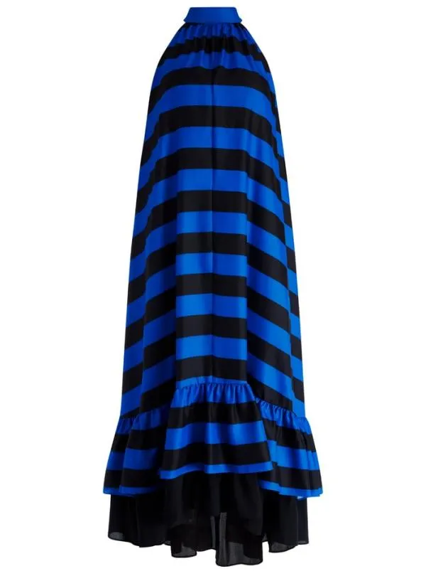Dresses Women Alice Olivia JOVIE HALTER NECK HIGH LOW MAXI DRESS Sapphireblack Stripe