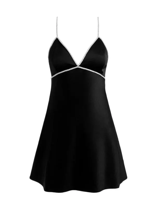 Dresses Women Alice Olivia JULIENNE EMBELLISHED VNECK MINI DRESS Black
