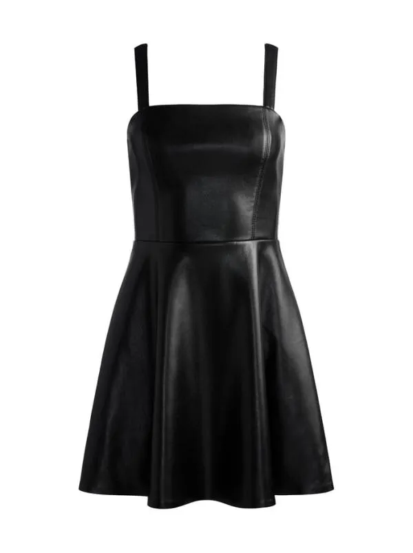 Dresses Women Alice Olivia KAIDRA VEGAN LEATHER MINI DRESS Black