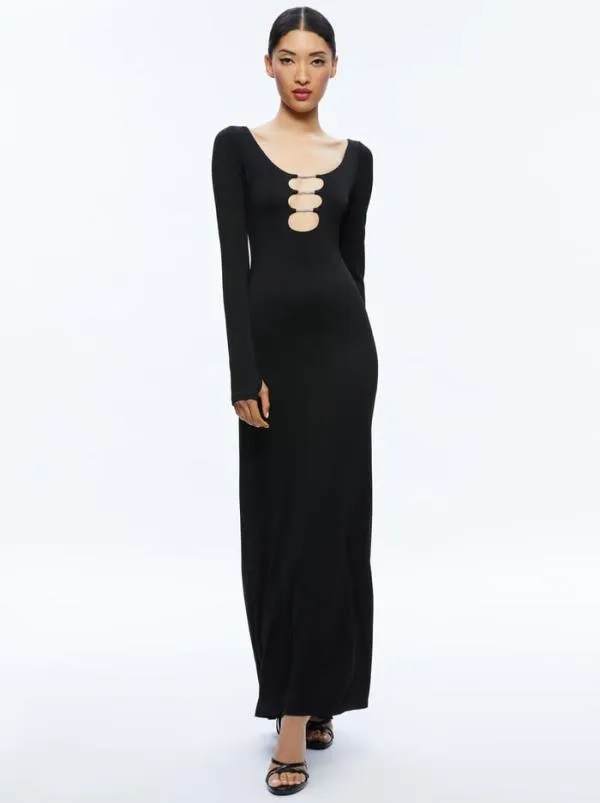 Dresses Women Alice Olivia KALENA SCOOP NECK CUTOUT MAXI DRESS Black