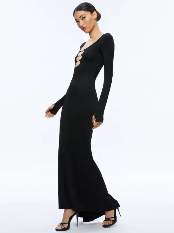 Dresses Women Alice Olivia KALENA SCOOP NECK CUTOUT MAXI DRESS Black