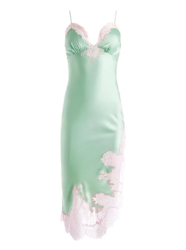 Dresses Women Alice Olivia KERR LACE TRIM ASYMMETRICAL SLIP MIDI DRESS Pistachio