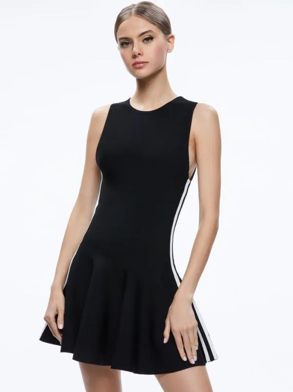 Dresses Women Alice Olivia KIMI SIDE STRIPE MINI DRESS Black Combo