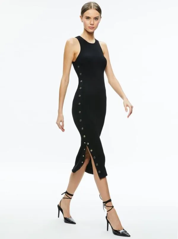 Dresses Women Alice Olivia LALITA SIDE SNAP MIDI DRESS Black