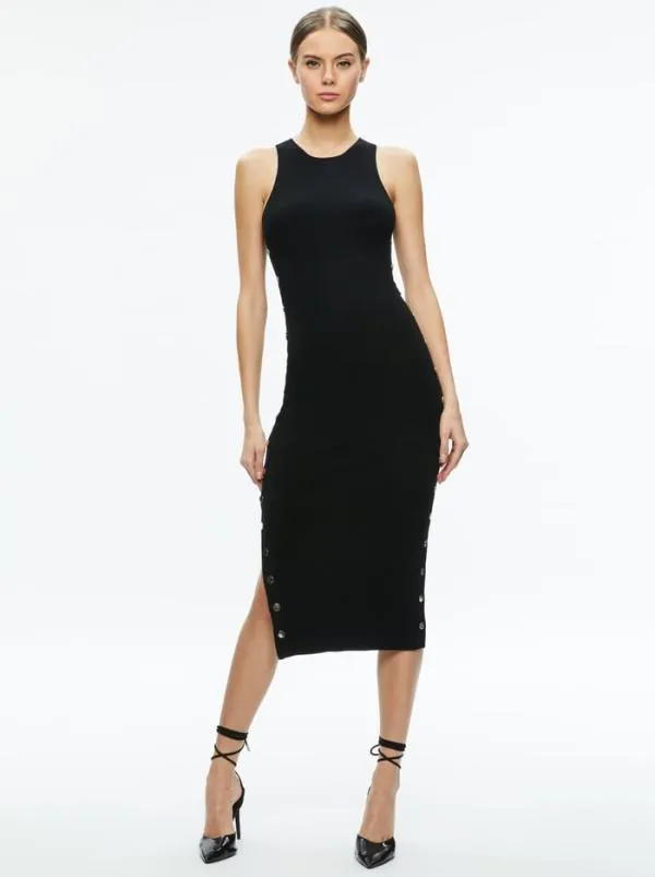 Dresses Women Alice Olivia LALITA SIDE SNAP MIDI DRESS Black