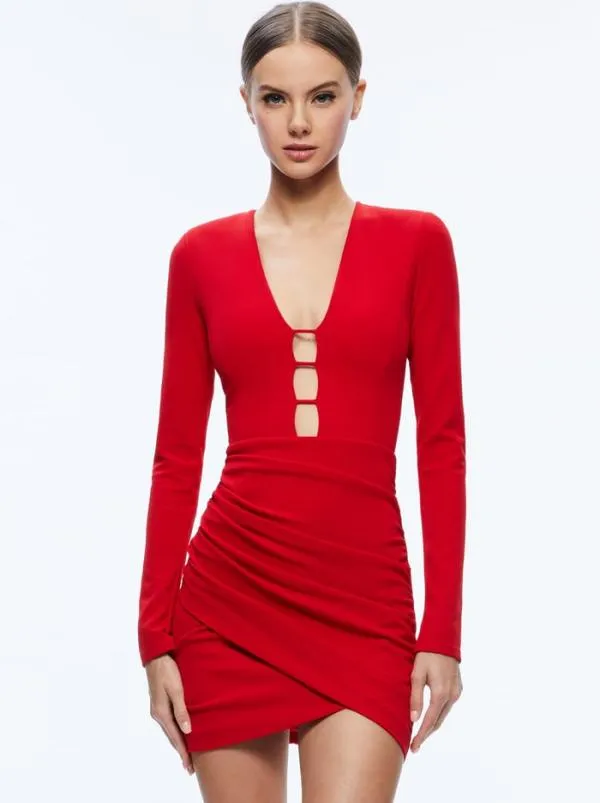 Dresses Women Alice Olivia LOMA CUT OUT MINI DRESS Perfect Ruby