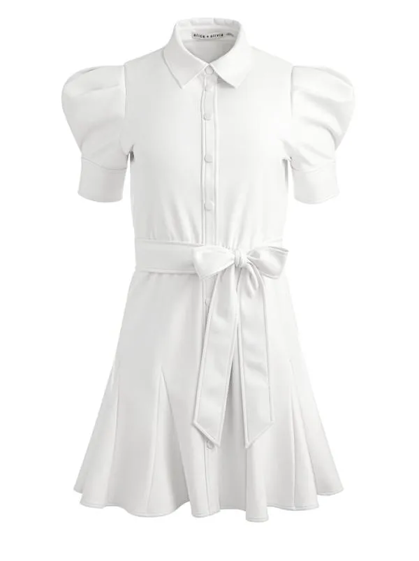 Dresses Women Alice Olivia LURLENE SHORT SLEEVE VEGAN LEATHER MINI DRESS Off White