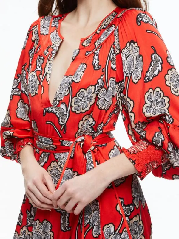 Dresses Women Alice Olivia LYLA BLOUSON SLEEVE TUNIC MIDI DRESS Landmark