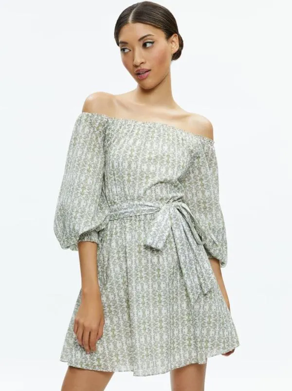 Dresses Women Alice Olivia MARY OFF SHOULDER MINI DRESS Republic Geo