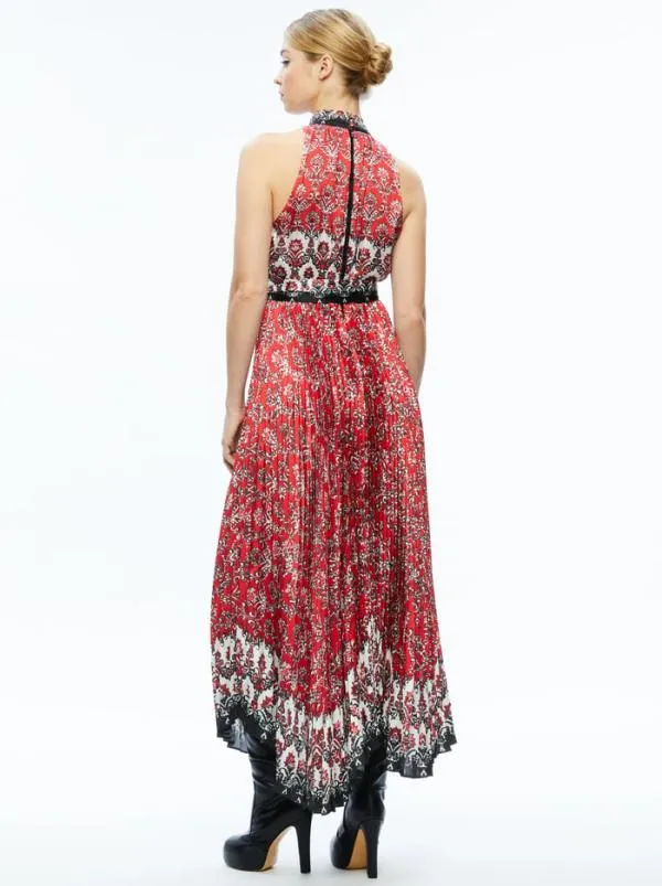 Dresses Women Alice Olivia MERTIE MOCK NECK PLEATED MAXI DRESS Allure Medallion