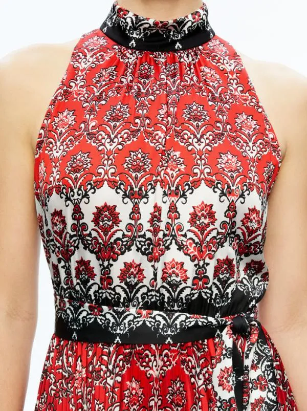 Dresses Women Alice Olivia MERTIE MOCK NECK PLEATED MAXI DRESS Allure Medallion