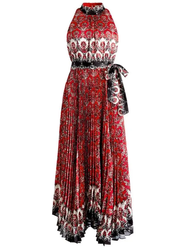 Dresses Women Alice Olivia MERTIE MOCK NECK PLEATED MAXI DRESS Allure Medallion