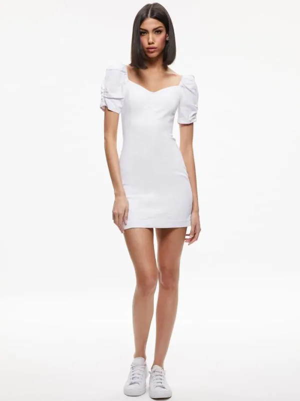 Dresses Women Alice Olivia MIMI PUFF SLEEVE DENIM MINI DRESS Vintage Sugar