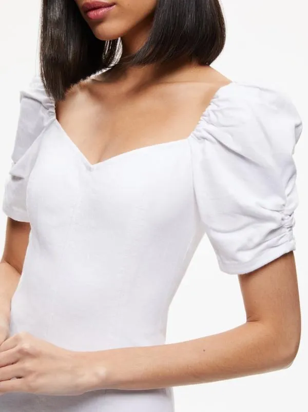 Dresses Women Alice Olivia MIMI PUFF SLEEVE DENIM MINI DRESS Vintage Sugar
