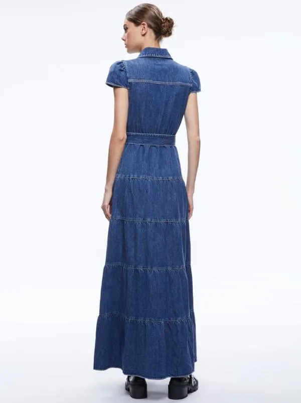 Dresses Women Alice Olivia MIRANDA MAXI DENIM DRESS Lola Blue