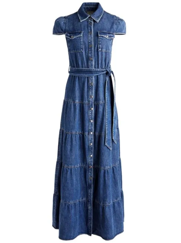 Dresses Women Alice Olivia MIRANDA MAXI DENIM DRESS Lola Blue