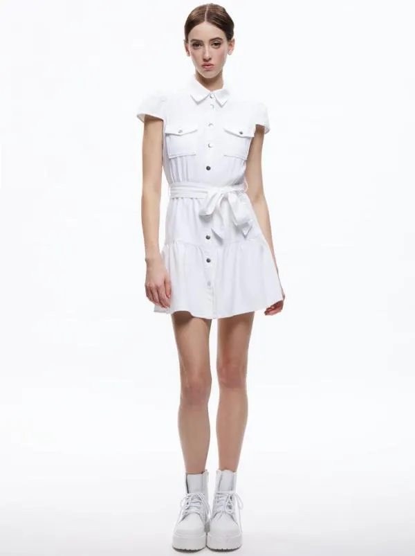 Dresses Women Alice Olivia MIRANDA MINI DENIM DRESS White