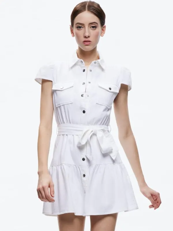 Dresses Women Alice Olivia MIRANDA MINI DENIM DRESS White