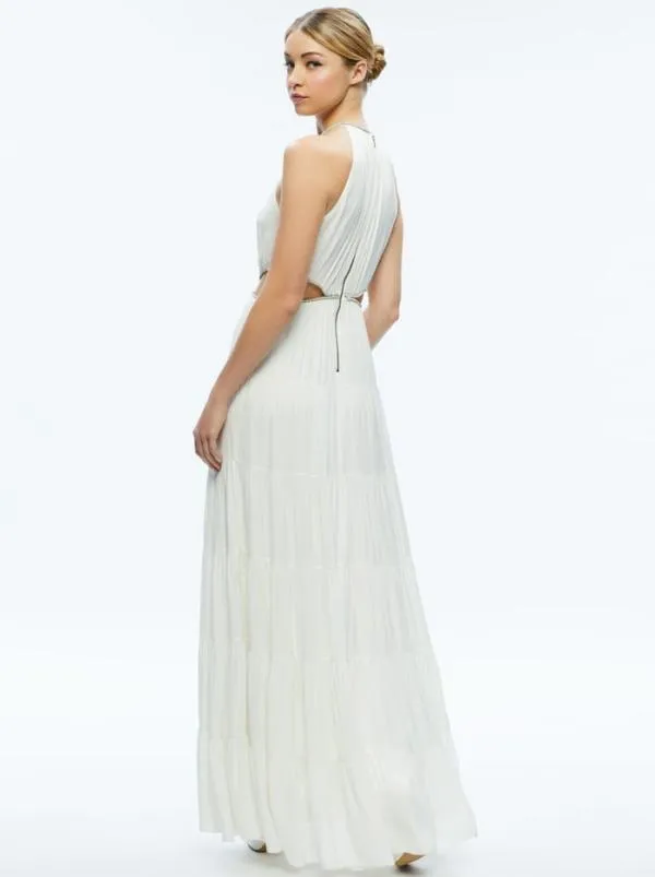 Dresses Women Alice Olivia MYRTICE EMBELLISHED CUT OUT MAXI DRESS Off White