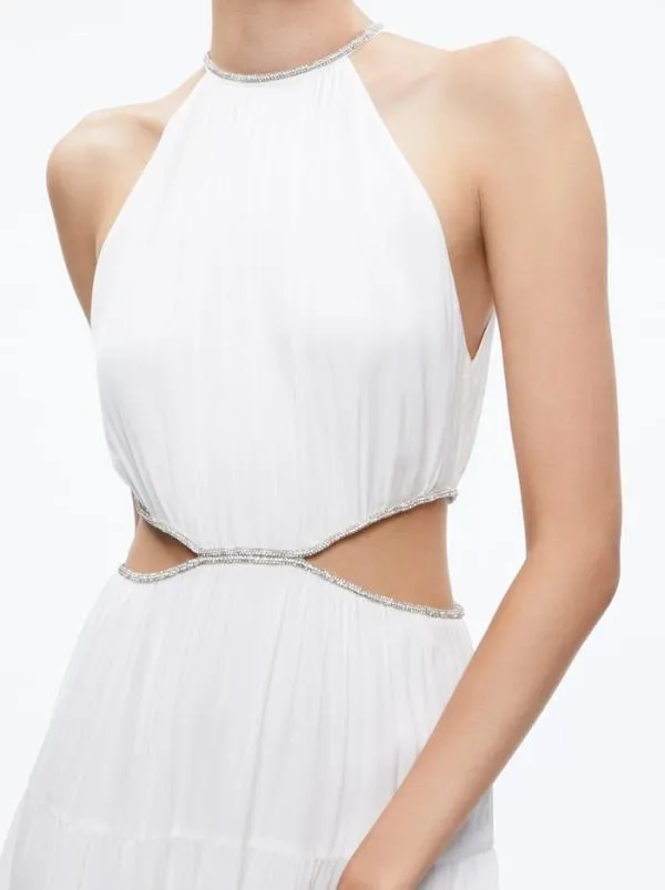 Dresses Women Alice Olivia MYRTICE EMBELLISHED CUT OUT MAXI DRESS Off White