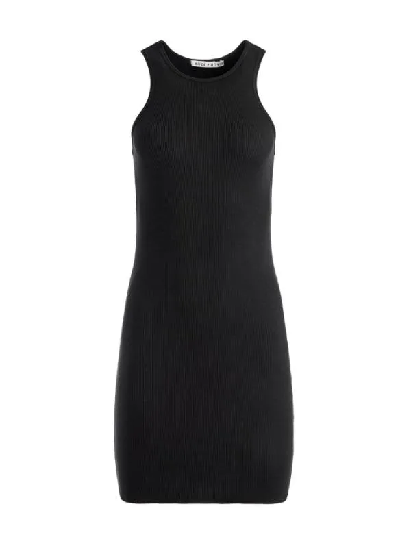 Dresses Women Alice Olivia PANIA RACERBACK RIBBED MINI DRESS Black