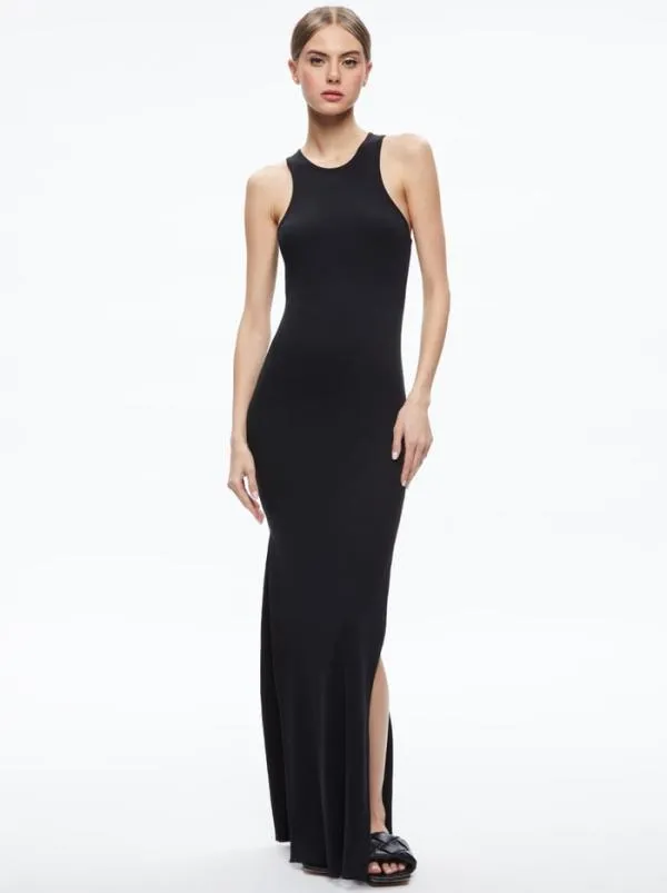 Dresses Women Alice Olivia PANIA RACERBACK SIDE SLIT MAXI DRESS Black