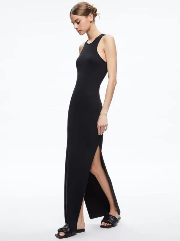 Dresses Women Alice Olivia PANIA RACERBACK SIDE SLIT MAXI DRESS Black