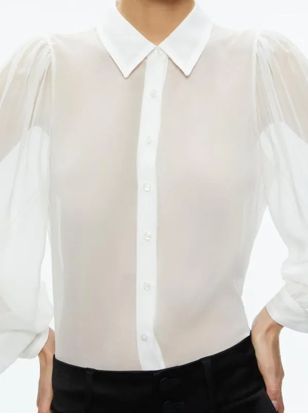Dresses Women Alice Olivia ROANNE SHEER BLOUSE Off White