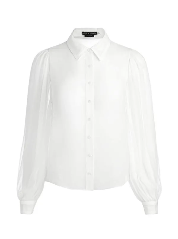 Dresses Women Alice Olivia ROANNE SHEER BLOUSE Off White
