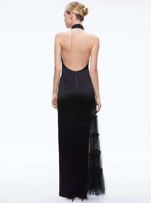 Dresses Women Alice Olivia RYN SLIT TULLE PANEL MAXI DRESS Black
