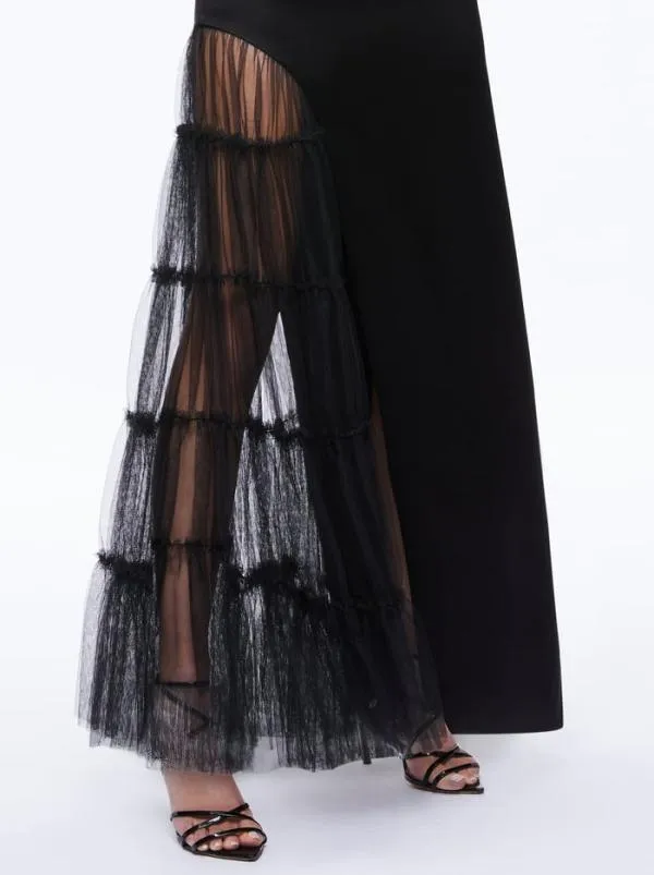 Dresses Women Alice Olivia RYN SLIT TULLE PANEL MAXI DRESS Black