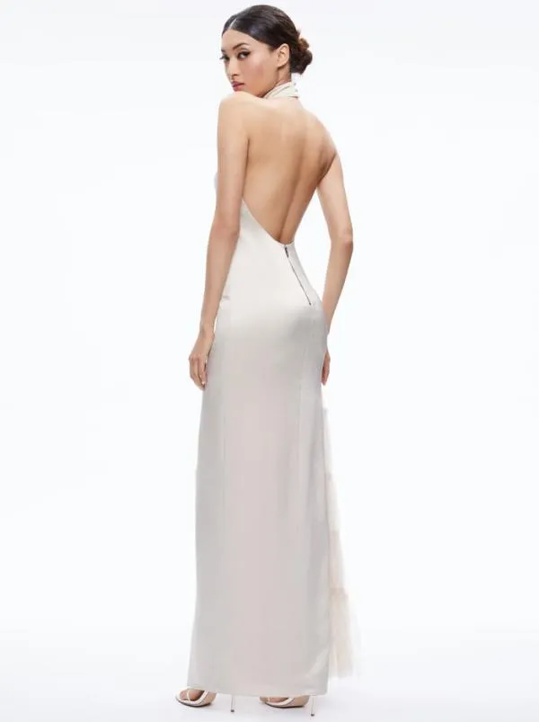 Dresses Women Alice Olivia RYN SLIT TULLE PANEL MAXI DRESS Champagne