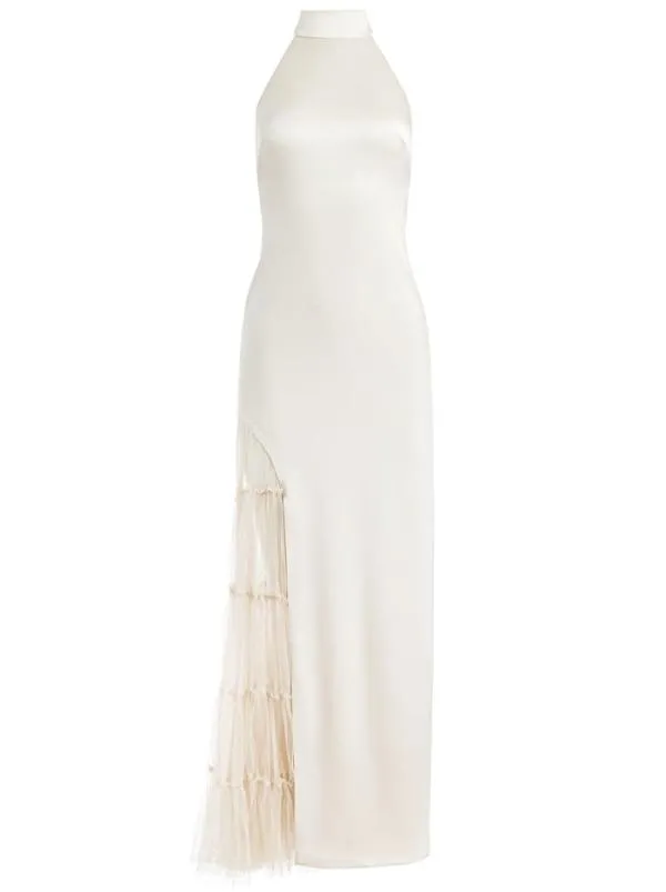Dresses Women Alice Olivia RYN SLIT TULLE PANEL MAXI DRESS Champagne