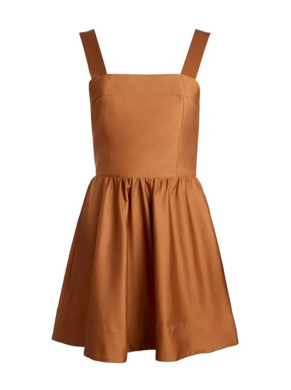 Dresses Women Alice Olivia SAIGE TIE BACK MINI DRESS Camel