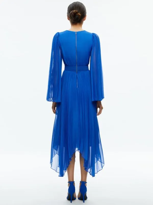 Dresses Women Alice Olivia SION SUNBURST PLEATED MAXI DRESS Sapphire