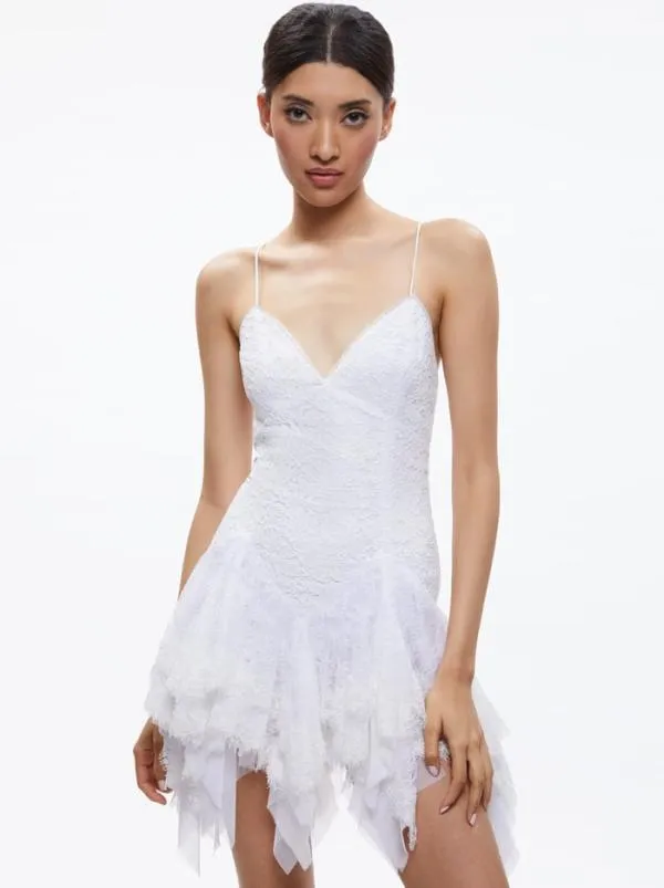Dresses Women Alice Olivia STARA LACE SLIP MINI DRESS White