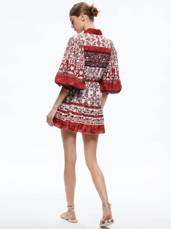 Dresses Women Alice Olivia TIFFIE PUFF SLEEVE MINI DRESS Fatal Attraction Off White