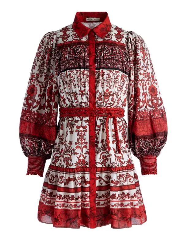 Dresses Women Alice Olivia TIFFIE PUFF SLEEVE MINI DRESS Fatal Attraction Off White