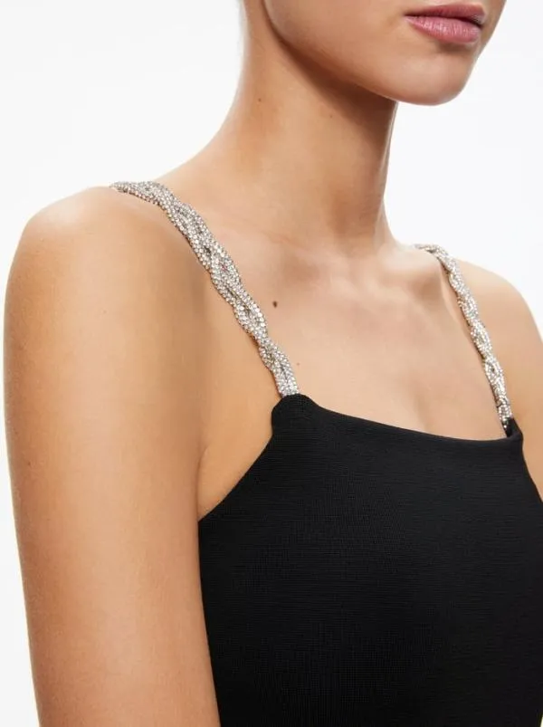 Dresses Women Alice Olivia VALDA EMBELLISHED STRAP DRESS Black