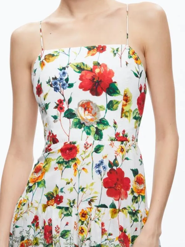 Dresses Women Alice Olivia VALENCIA SPAGHETTI STRAP MAXI DRESS Dew Floral