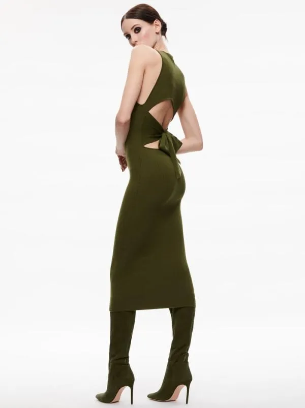 Dresses Women Alice Olivia WRIGHT TIE BACK DRESS Olive
