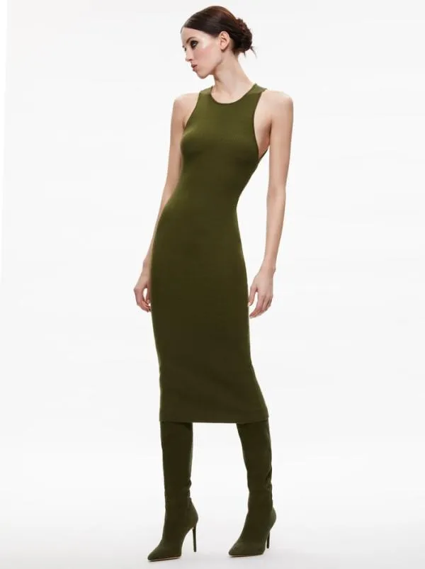 Dresses Women Alice Olivia WRIGHT TIE BACK DRESS Olive