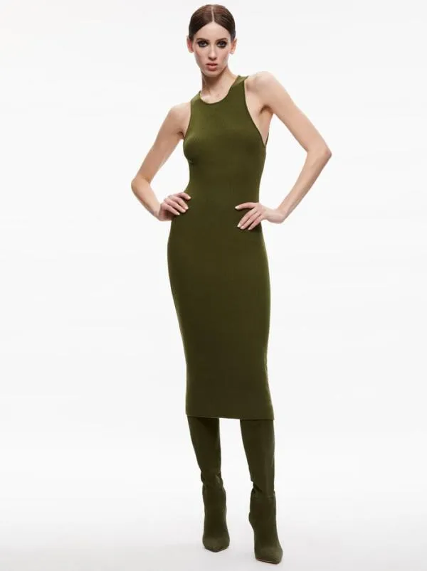 Dresses Women Alice Olivia WRIGHT TIE BACK DRESS Olive