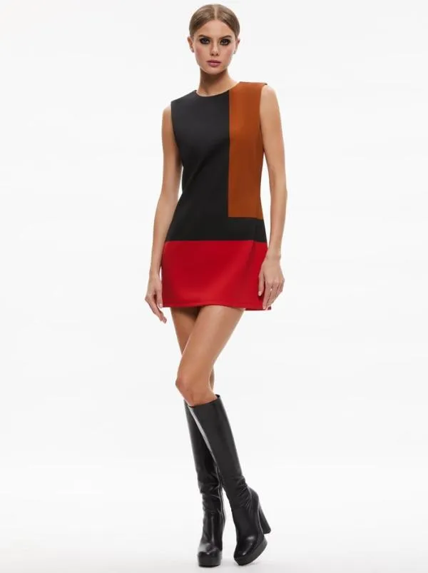 Dresses Women Alice Olivia WYNELL MINI DRESS Multi Colorblock