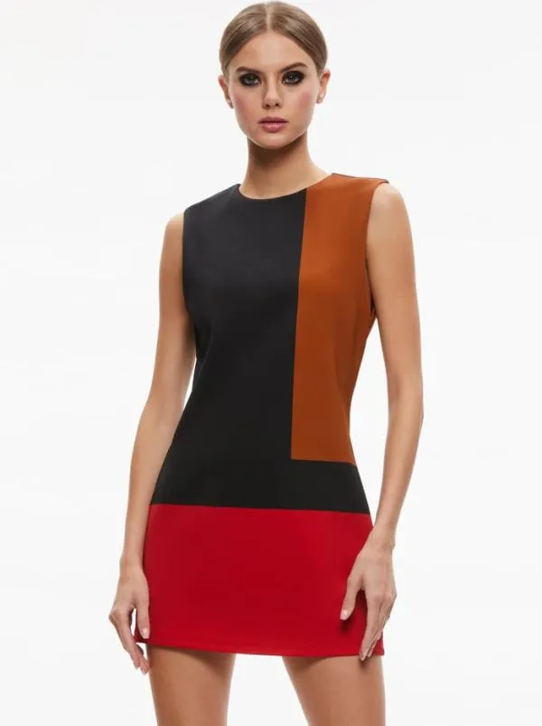 Dresses Women Alice Olivia WYNELL MINI DRESS Multi Colorblock