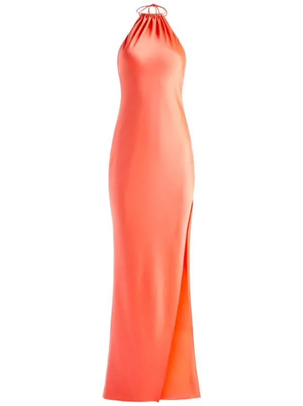Dresses Women Alice Olivia ZUMI OPEN BACK HALTER MAXI DRESS Coral Sunset