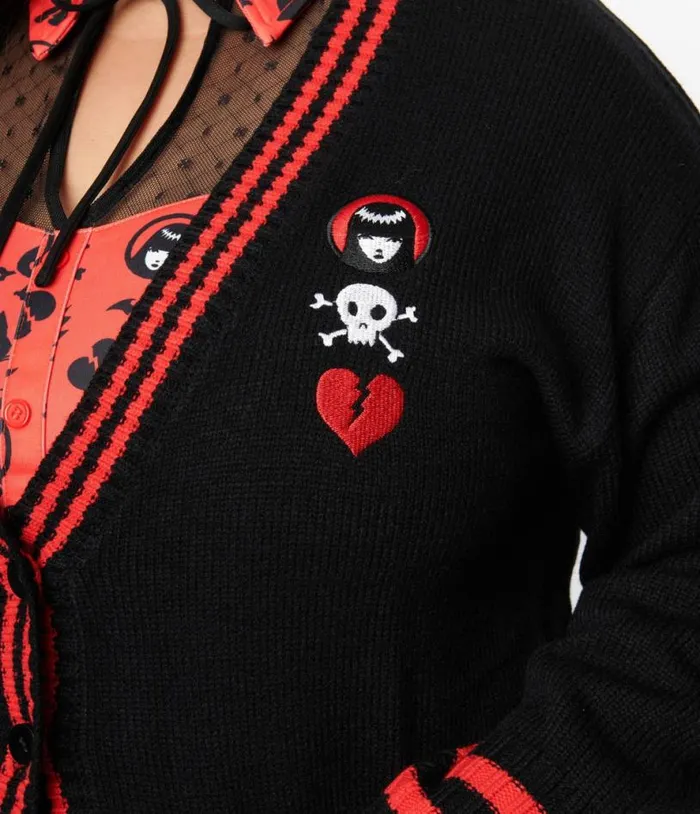 Emily The Strange X Black and Red Long Cardigan Clothing Unique Vintage Sweaters and Cardigans