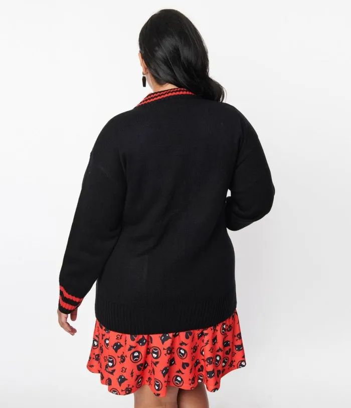 Emily The Strange X Black and Red Long Cardigan Clothing Unique Vintage Sweaters and Cardigans