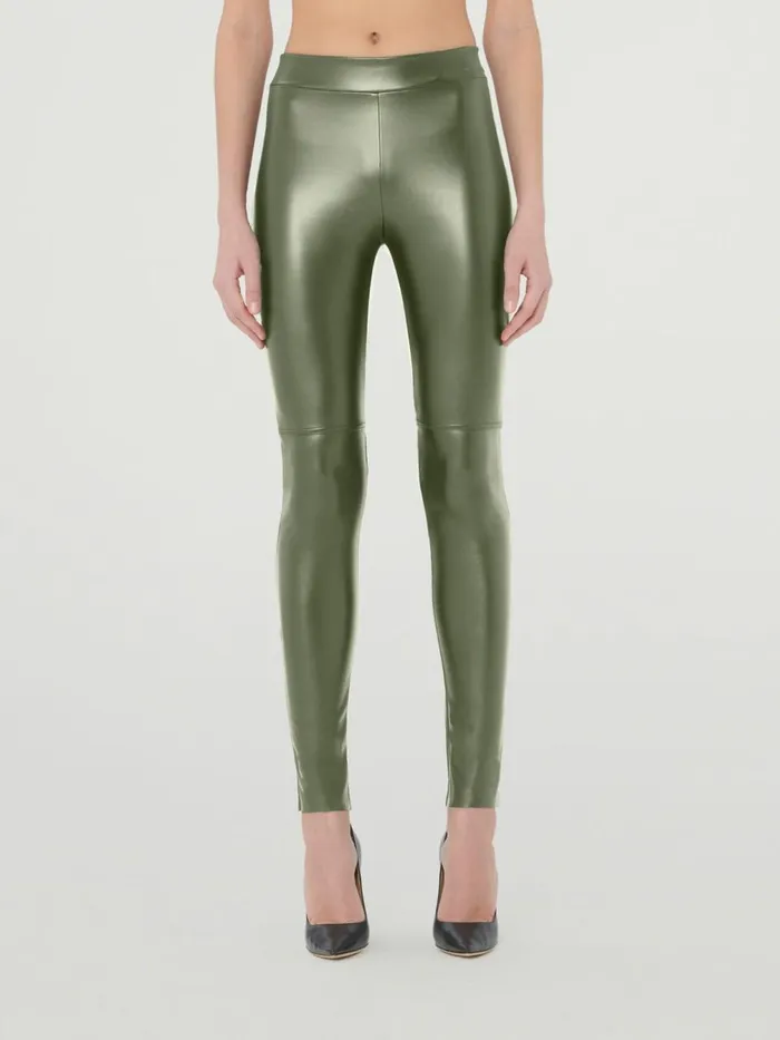 Estella Leggings 8211 Faux Leather Dusty Green Women Wolford Fashion Leggings